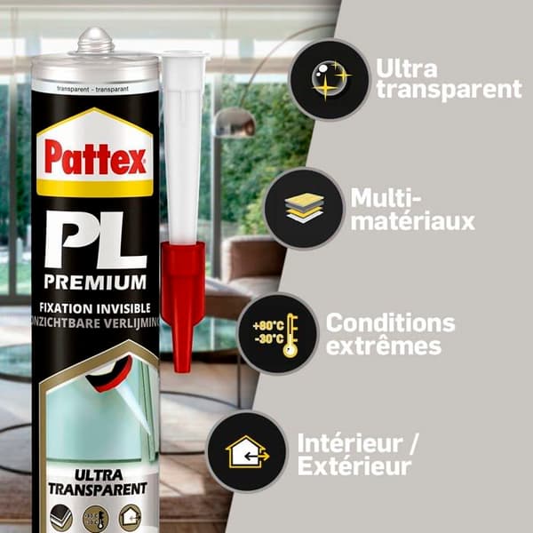 PL Premium Crystal fixerande kitlim - PATTEX - 290g - Allt-i-1 fixering - Hög prestanda