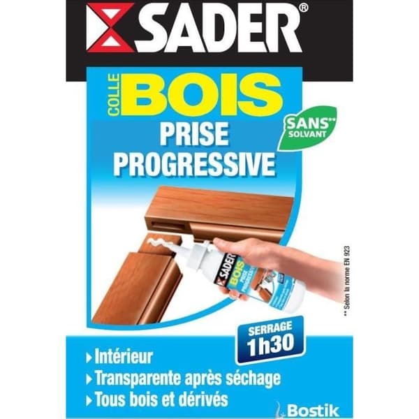 SADER Trälim Transparent Progressive Setting efter torkning - Utmärkt motstånd mot rivning - 250 g flaska