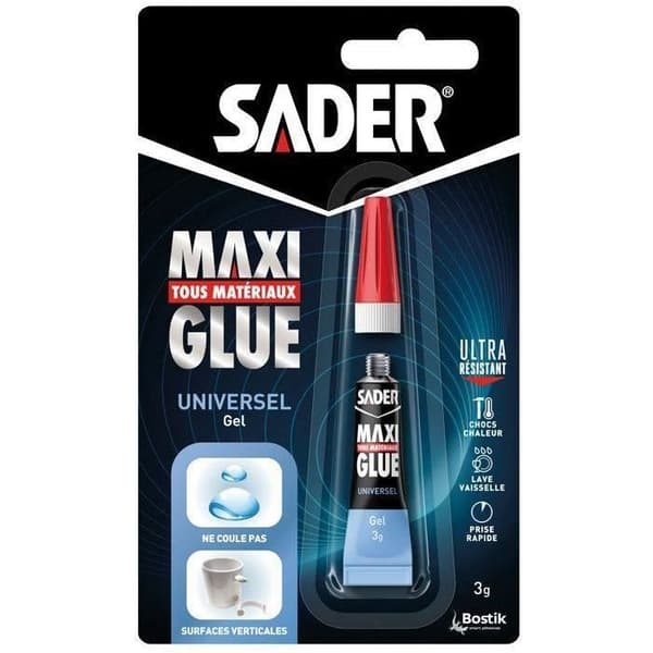 Universal Maxiglue Glue Transparent SADER Gel Ultra kraftfull och resistent Maximal snabb härdning på 10 sekunder - 3 g tub