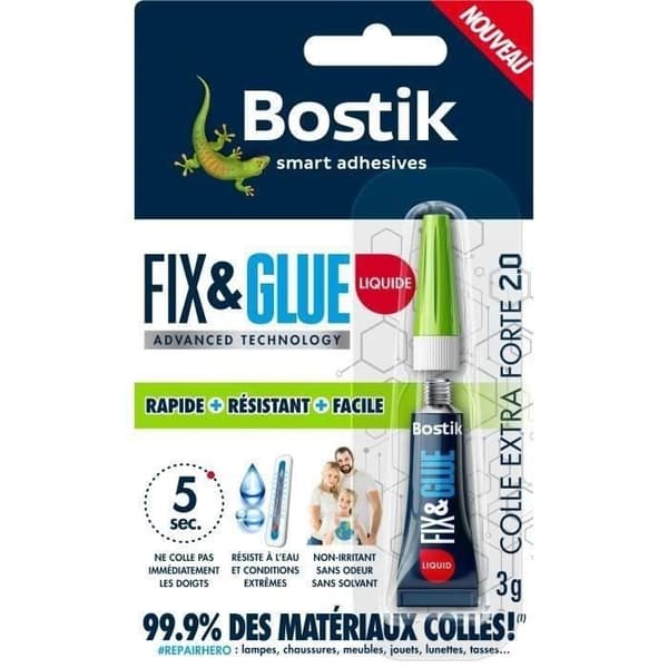 BOSTIK Fix &amp; Glue Liquid Luktfri Lösningsmedelsfri - 3 g tub