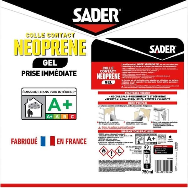 SADER Gel neopren kontaktlim - 750 ml