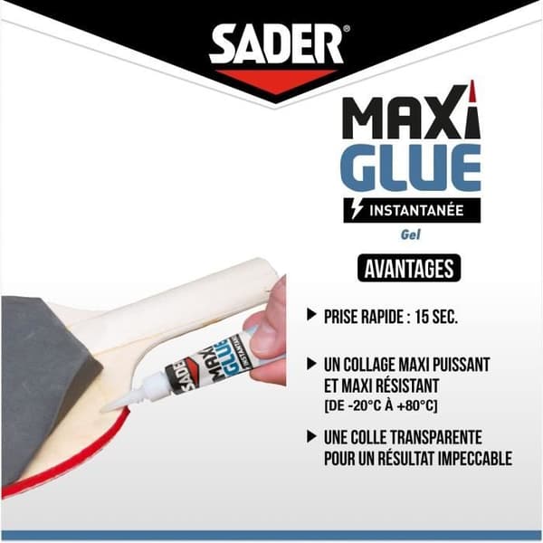 Colle Maxiglue Universel Gel SADER Transparent Ultra kraftfull och hållbar Maximal grepp på 10 sekunder - 2 rör om 3 g