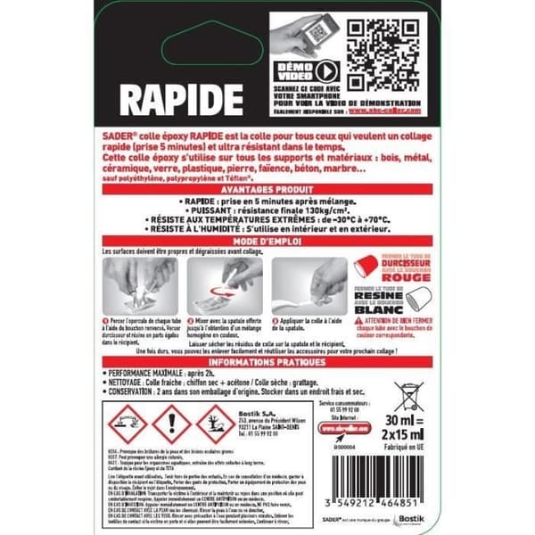 Snabbt epoxilim 2x15ML - SADER - 30610770