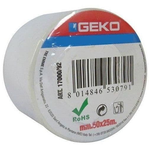 Isolerande tejp - GEKO - 50 mm x 25 m - PVC - Mångsidig - Vit