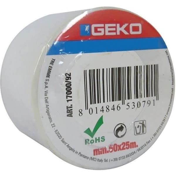 Isolerande tejp - GEKO - 50 mm x 25 m - PVC - Mångsidig - Vit