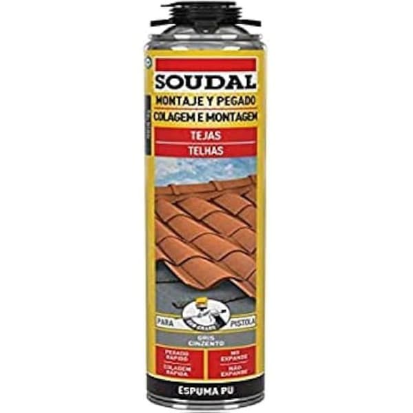 Självhäftande skum - SOUDAL - 750 ml - Grå - Låg expansion - Snabb limning av plattor