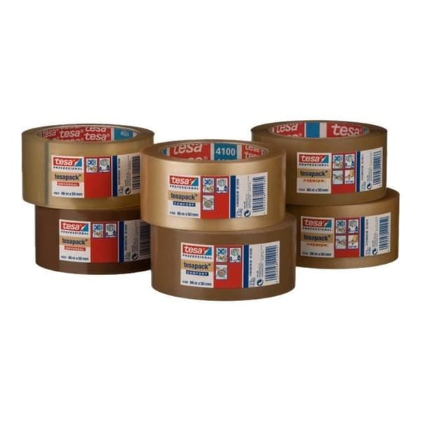 Förpackningstejp - tesa - 4124 - Brun PVC - 50 mm x 66 m - Flera användningsområden