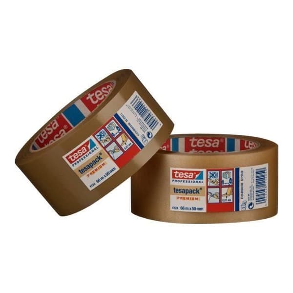 Förpackningstejp - tesa - 4124 - Brun PVC - 50 mm x 66 m - Flera användningsområden