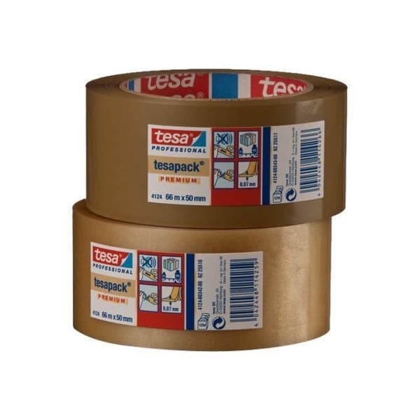 Förpackningstejp - tesa - 4124 - Brun PVC - 50 mm x 66 m - Flera användningsområden
