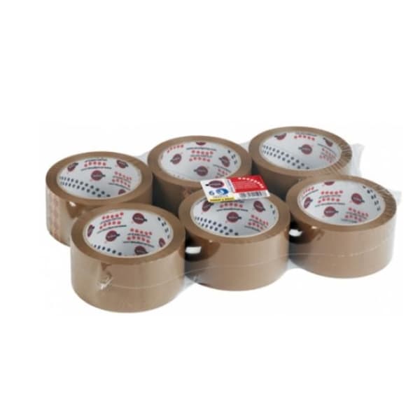 Tejp - Ej specificerad - 50mm x 66m - Brun - Polypropylen - Pack om 6 stycken