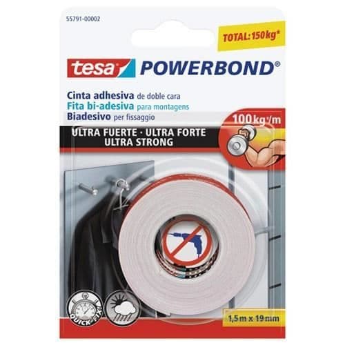 Klibbande - Tesa - PowerBond - Ultra stark - Transparent - 10kg per 10cm