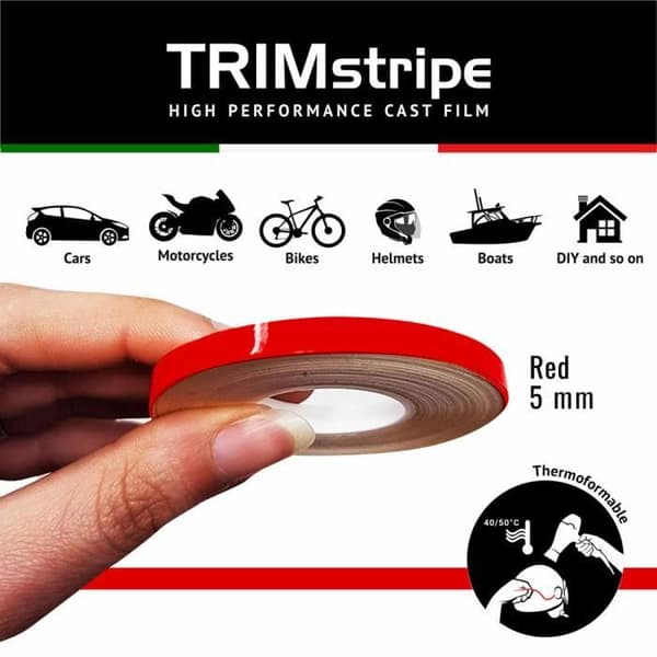 Klistreband - Trim Stripes - Röd - 5 mm x 10 mt - CAST Vinyl - Mångsidig användning