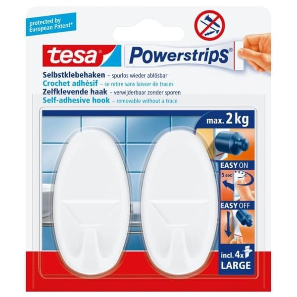 Paket med 6 paket med 2 Powerstrips LARGE Ovala Vita Vita Vitloks.