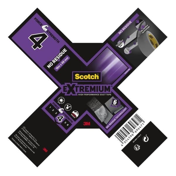 3M Extremium No Residue Reparationsduk - Grå - 18mx48mm