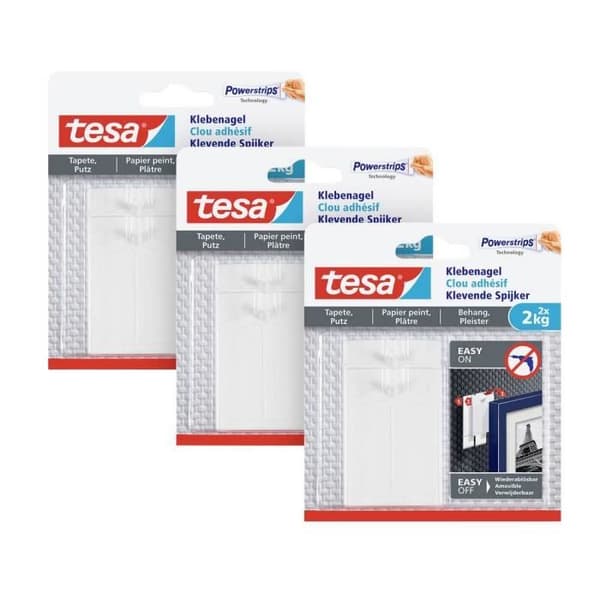 Klibbande - TESA - 77776 - Vit - Fleranvändnings - Förpackning med 6 stycken