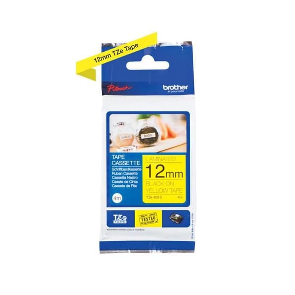 Rulle av laminert bånd - Brother - TZe631S - Svart på gul - 1,2 cm x 4 m - Flerbruks