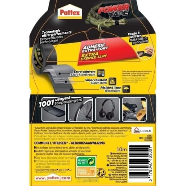 Superstark självhäftande Power tape Pattex Black L10m
