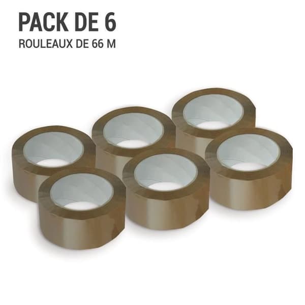Förpackningstejp - WAYTEX - 930707 - Bredd 50mm - Längd 66m - Paket med 6 rullar