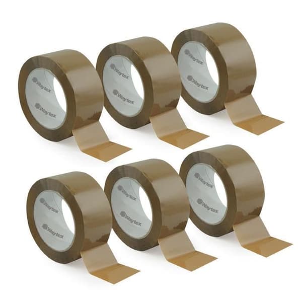 Förpackningstejp - WAYTEX - 930707 - Bredd 50mm - Längd 66m - Paket med 6 rullar