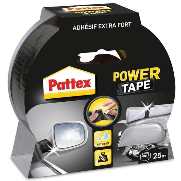 PATTEX självhäftande krafttejp - Fodral 25m - Svart