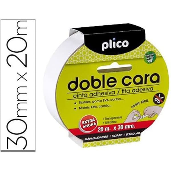 Dubbelhäftande tejp - PLICO - 13320 - Transparent - 20 x 30 mm - Säljs styckvis