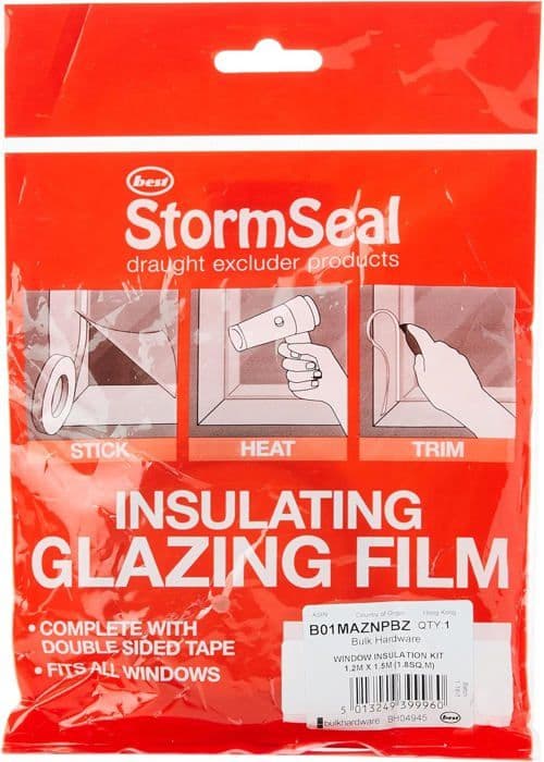 Bulk hårdvara - BH04945 - Glasisolerande filmbok med dubbelhäftande tejp, 1,2 x 1,5 m - Vit