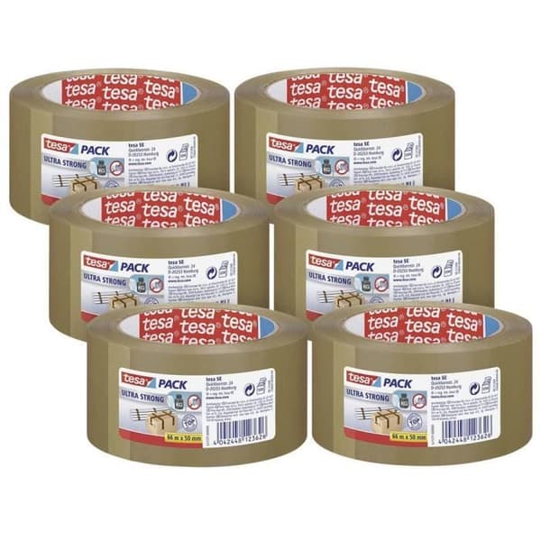Packtejp - TESA - ULTRA STRONG 57177 - Högkvalitativ PVC - 66 m x 50 mm - Paket om 6