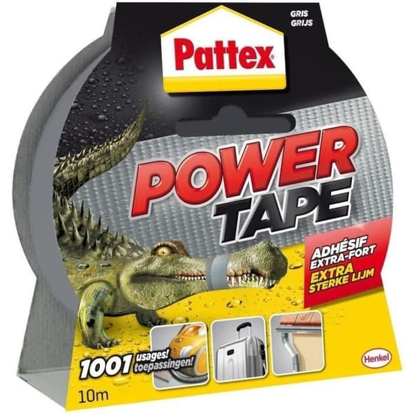 PATTEX Pattex självhäftande Power-tejp - Fodral 10m - Grå