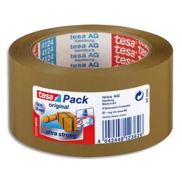 Förpackningstejp - TESA - 66 m X 50 mm - Färg brun - Mångsidig - Såld styckvis