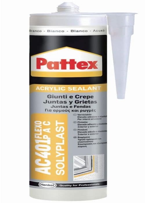 Självhäftande - tejp Pattex - 1536073 - AC 401 Juntas y Grietas Varukorg. 300 ml - Blanco
