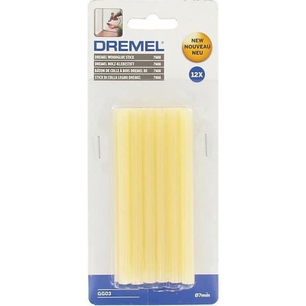 Set med 12 DREMEL GG03 limstift - (Specialträ, Diameter 7mm, 165°C)
