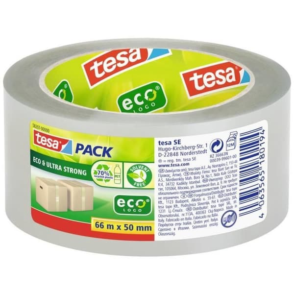 Transparent förpackningstejp TESA ECO & ULTRA STRONG 58297-00000-00 (L x B) 66 m x 50 mm