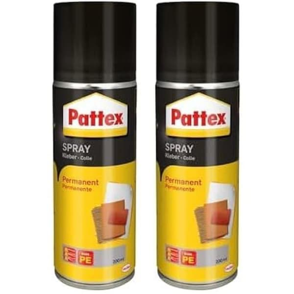 Pattex Spray permanent limspray, 200 ml transparent lim med hög omedelbar vidhäftningsförmåga för permanenta limningar.