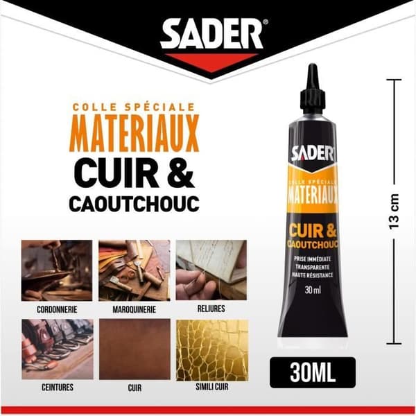 Läder och gummilim - SADER - Omedelbar inställning - 30 ml