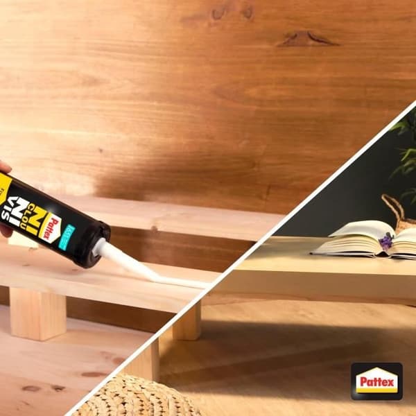 PATTEX Ingen søm eller skruer Ideal Wood Fix - Pakke med 2 stk. 380 g patroner + 1 gratis