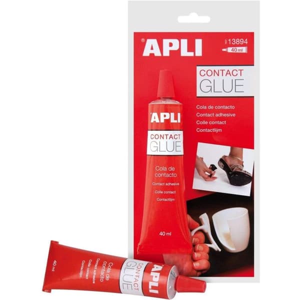 APLI kontaktlim - 40 g - för trä, matta, gummi, tyger, lergods