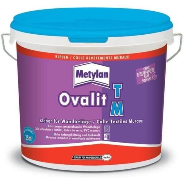 Väggtäckningslim - METYLAN - Ovalit TM - 5 Kg - Färdigt att använda - Vit färg