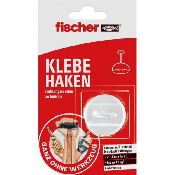 Fischer 545950 universalkrok - Set med 4 klistermärken med krok och klister och tyg