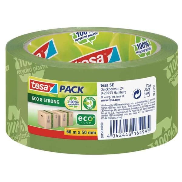 Tejp - TESA - Eco &amp; Strong - 50 mm x 66 m - Transparent - Återvunnen kartong och plast