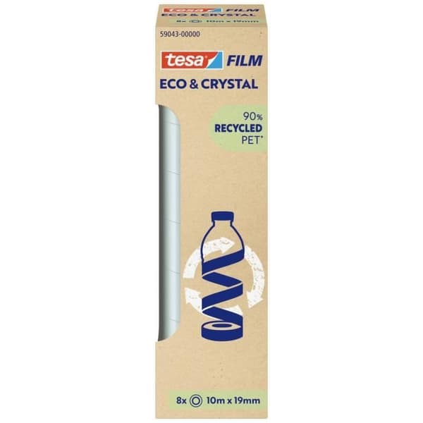 Självhäftande tejp - TESA - Eco & Crystal - 10 m x 19 mm - Transparent - 8 st.