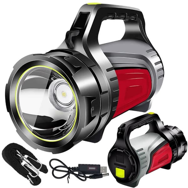 LED-ficklampa med Handtag & Powerbank