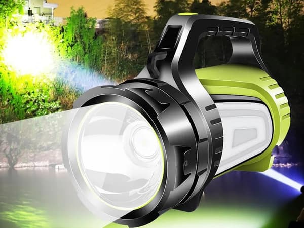 LED-ficklampa med Handtag & Powerbank