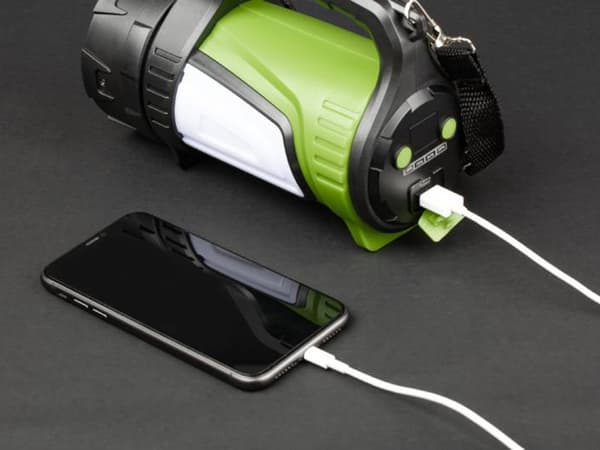 LED-ficklampa med Handtag & Powerbank