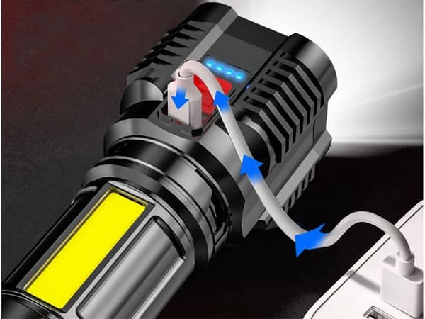 Taskulamppu / Taktinen LED-lamppu – Ladattava microUSB