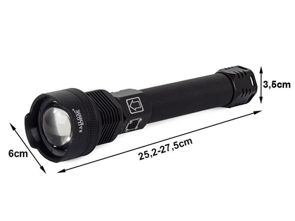 Ficklampa / Taktisk LED-lampa - Uppladdningsbar