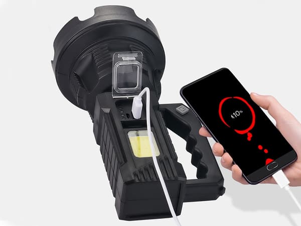 LED-ficklampa med Handtag & Powerbank - Ficklampa med Stativ
