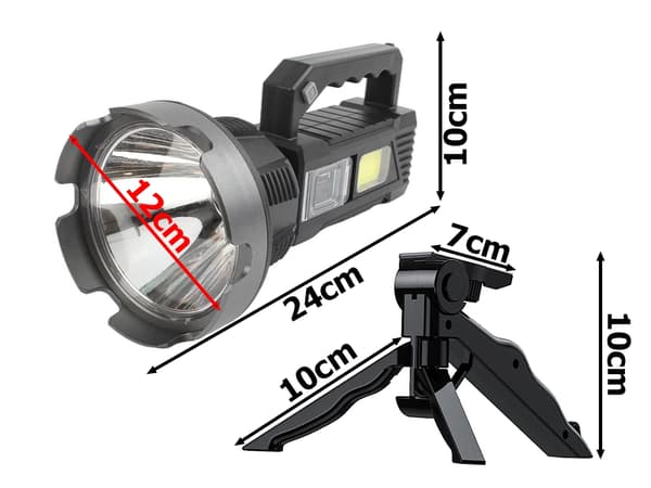 LED-ficklampa med Handtag & Powerbank - Ficklampa med Stativ