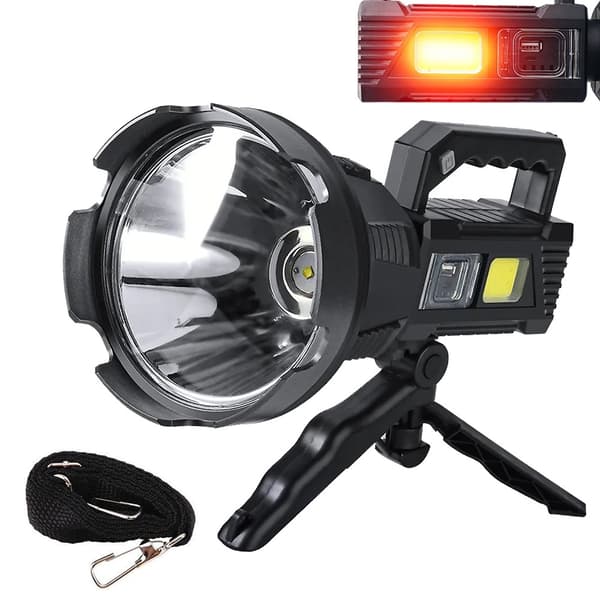LED-ficklampa med Handtag & Powerbank - Ficklampa med Stativ
