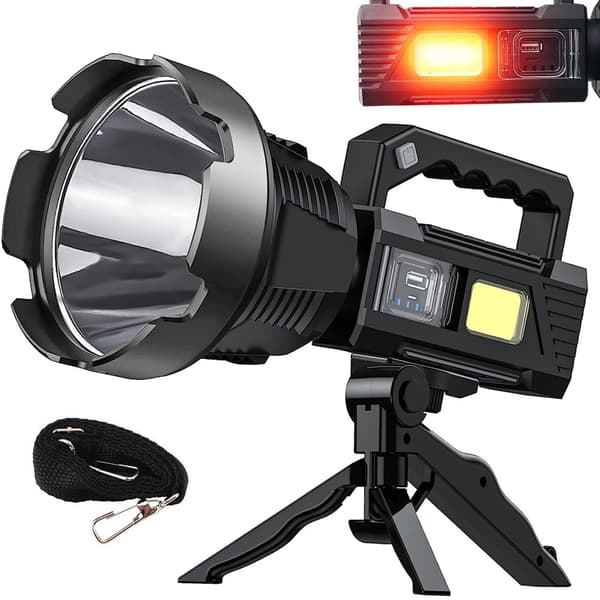 LED-ficklampa med Handtag & Powerbank - Ficklampa med Stativ