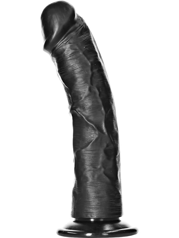 RealRock: Curved Realistic Dildo, 20.5 cm Svart